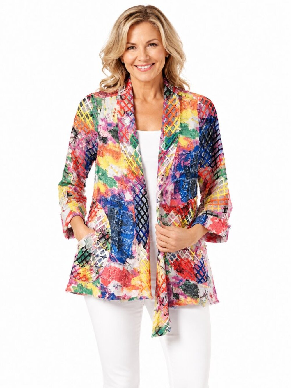 Multi Color 3/4 Sleeve Lightweight Resort / Summer Jacket - S